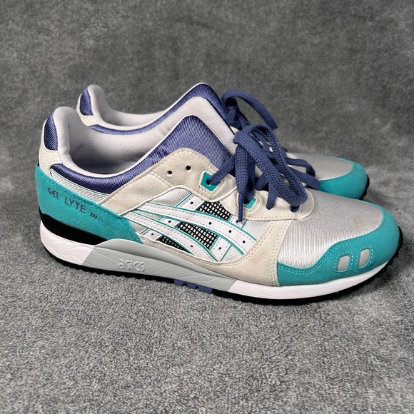Asics Gel-Lyte III Mens White Teal Purple Sneakers 1191A266 Size 9